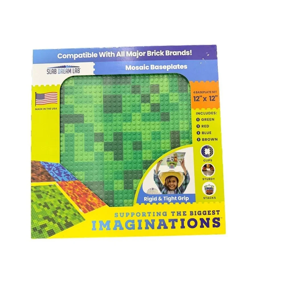 Slab Dream Lab Mosaic Baseplates 4‎ Pack 12x12 Building Brick Compatible Set